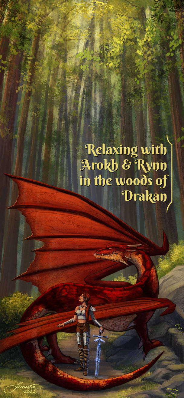 Arokh and Rynn relaxing in the Woods of Drakan by Lenuxo on DeviantArt