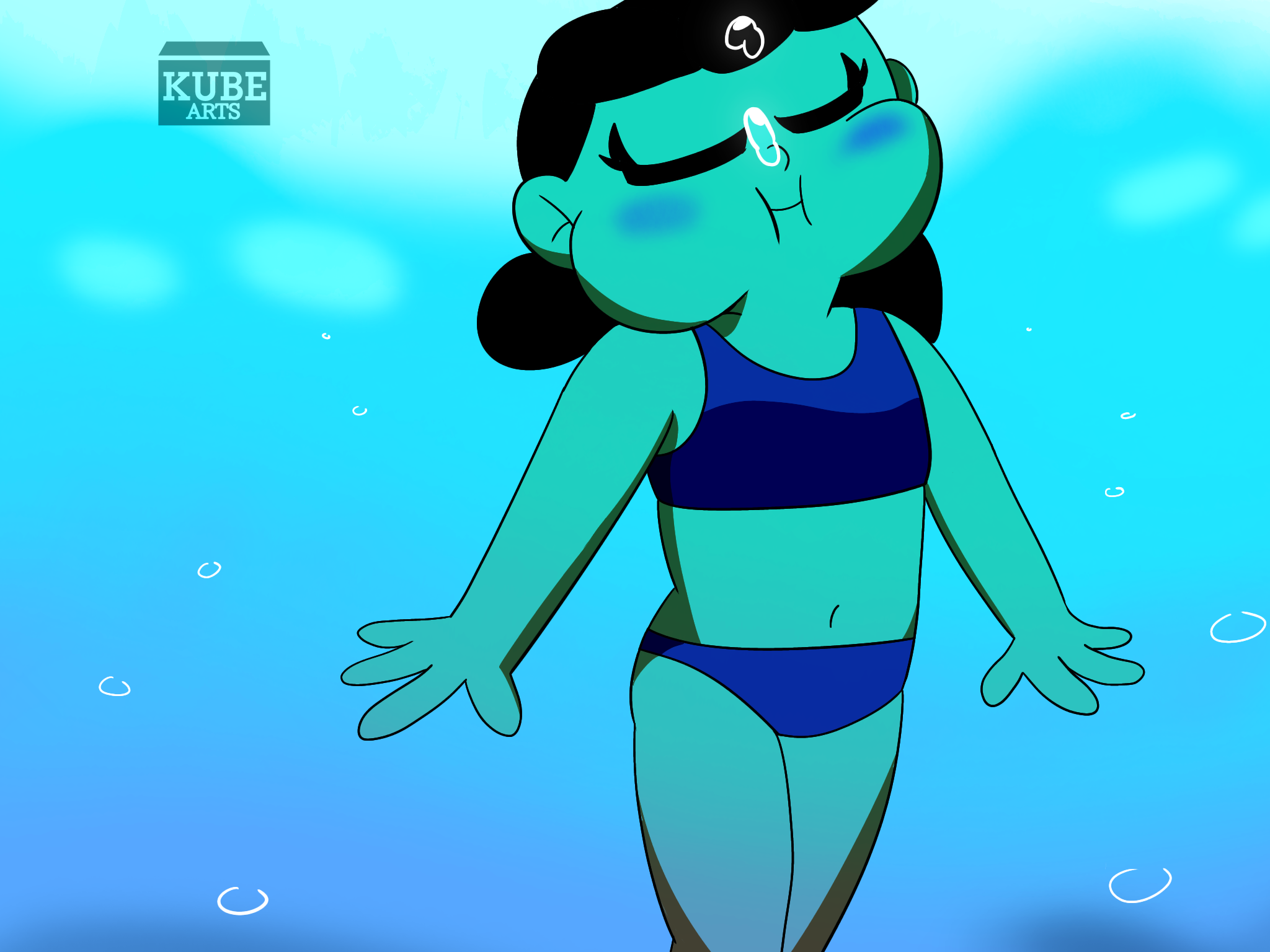 Lucy embracing the waters