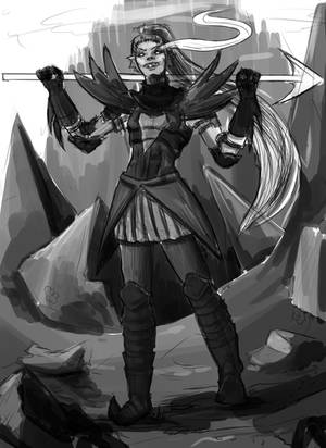 Quick Greyscale of Undyne Genocide by Ueichi