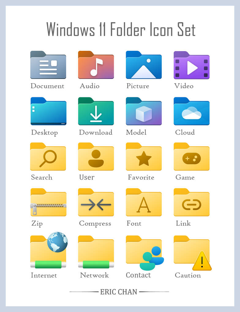 Windows 11 folder icon set by eric2b01 on DeviantArt