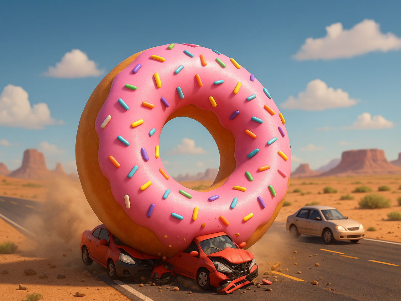 Shell Donut Car Donut on desert road crush some cars by eric2b01 on DeviantArt