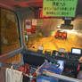 At night, in minibus, cartoon