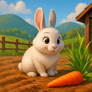 Rabbit in farm, with carrot