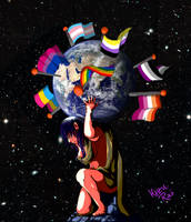 Female Atlas with LGBT+ Pride World