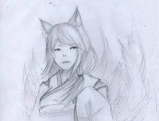 Nine tail Kitsune - pencil sketch
