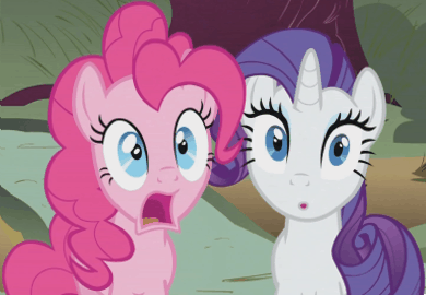 Pinkie Pie and Rarity stunned gif