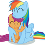 Rainbow Dash and Scootaloo hug