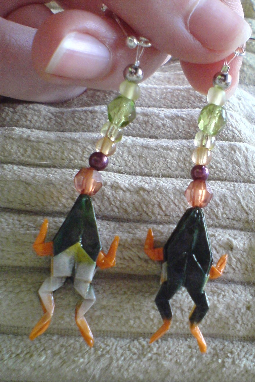 origami frogs earrings