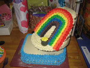 rainbow cake with pot of gold