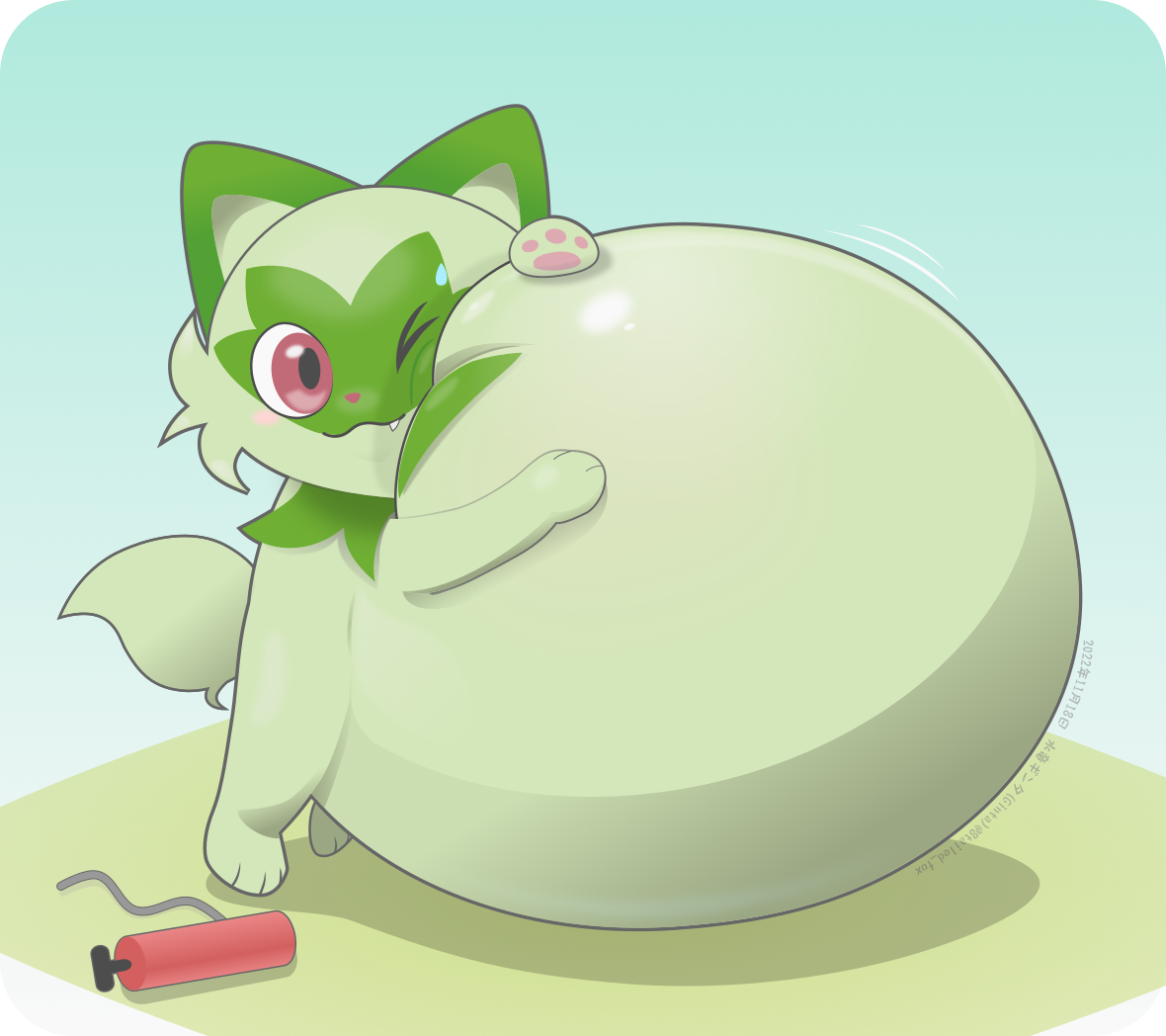Pokemon Inflantion Sprigatito inflation by Ginta on DeviantArt