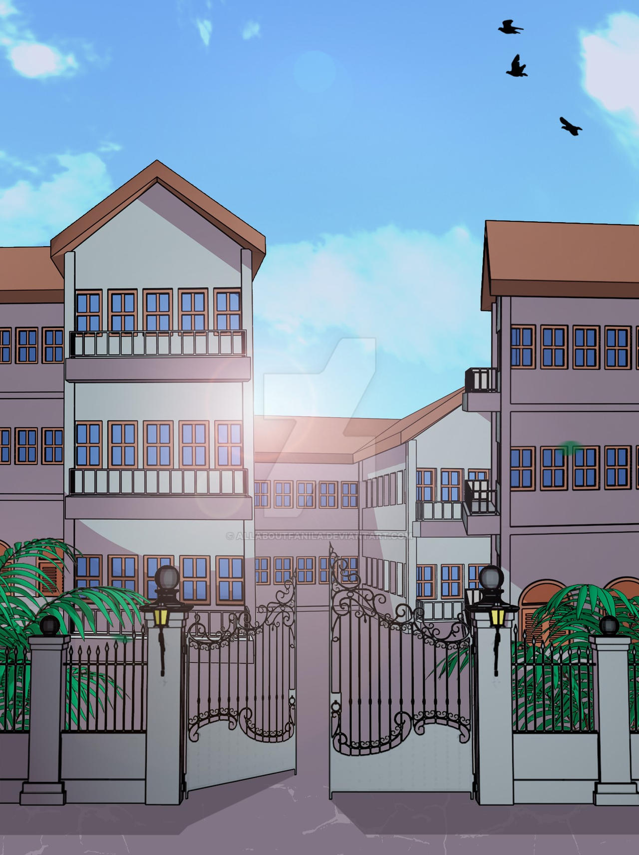 Anime/Webtoon Style: School Building Background by allaboutfanila on  DeviantArt