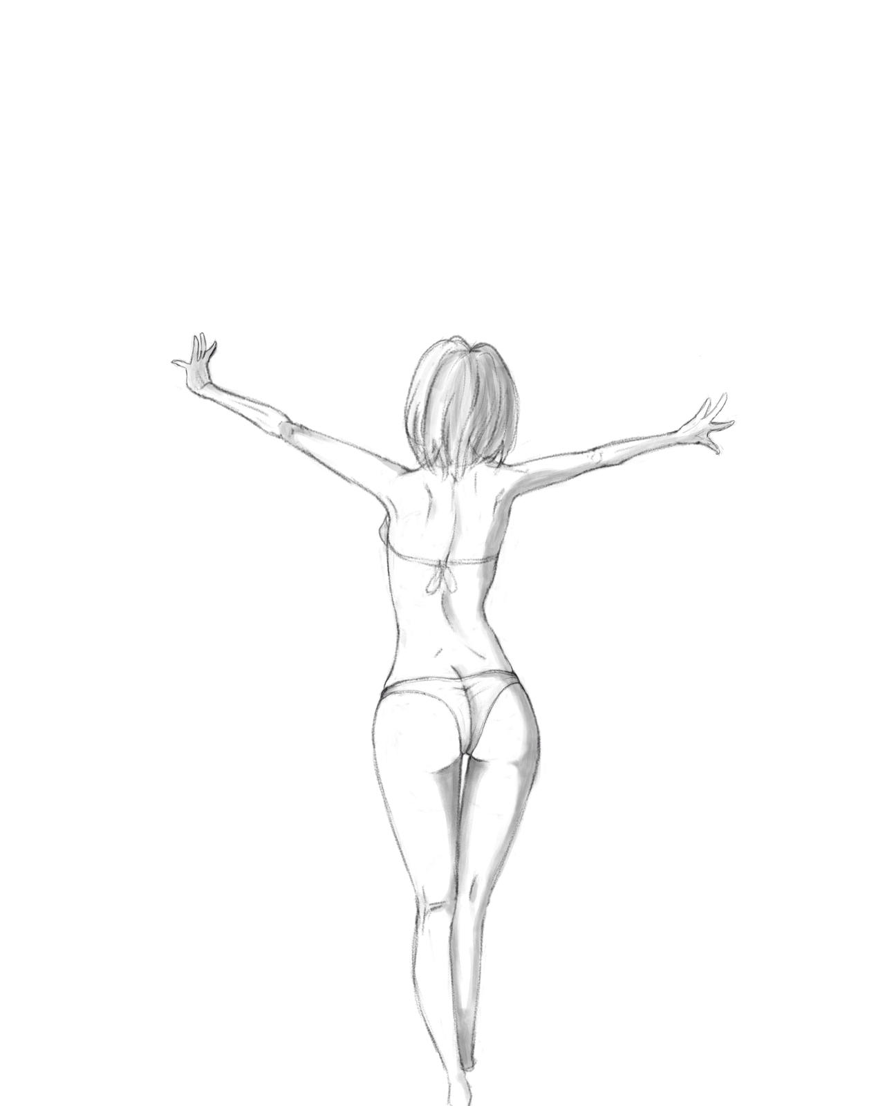 Girl back pose sketch by brookyoohohoho on DeviantArt