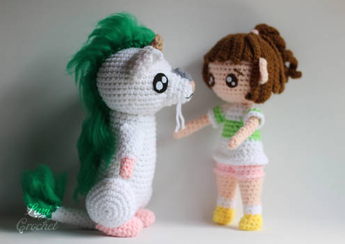 Haku Dragon and Chihiro Crochet pattern plushie