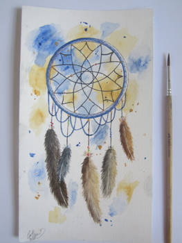 Blue and gold dreamcatcher