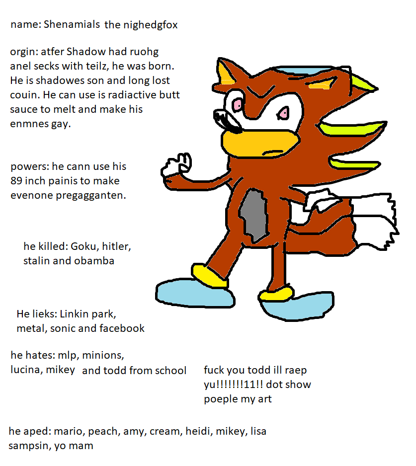 Terrible (fake) Sonic OC by AdhesiveKILLERSANS on DeviantArt