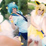 No! Don't go in the water! - Jolteon and Shinx