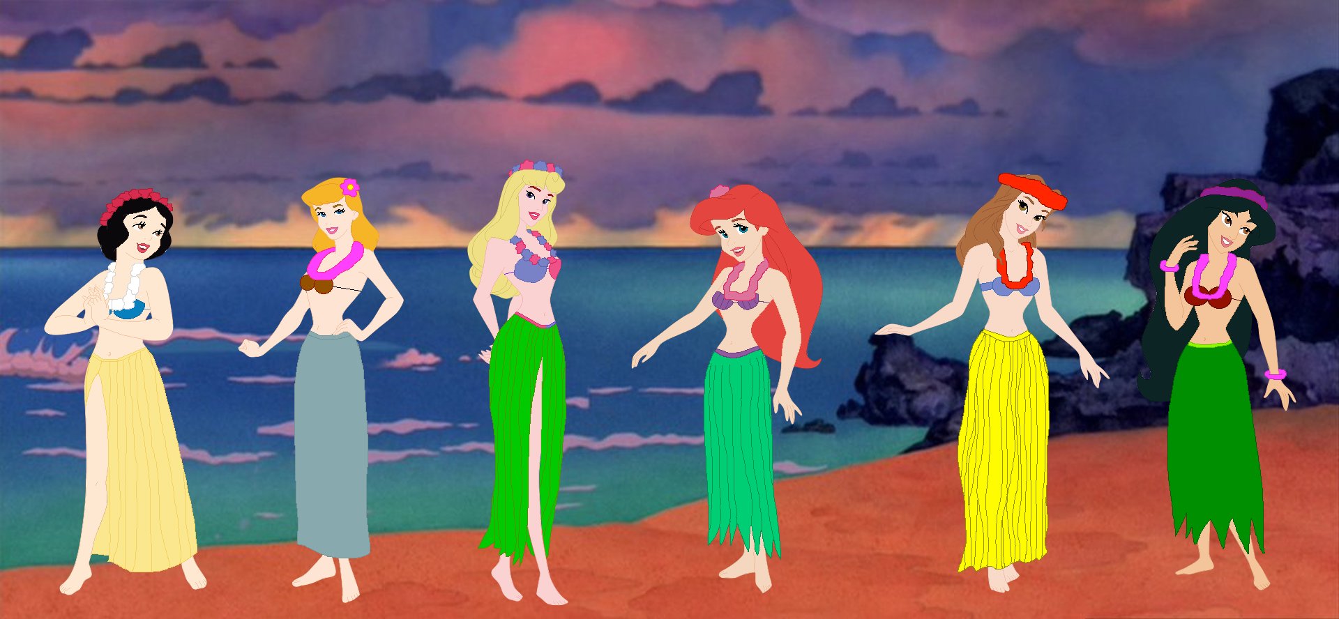 Disney Hula Princesses by danfrandes on DeviantArt