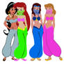 Jasmine, Ariel, Belle, and Cinderella