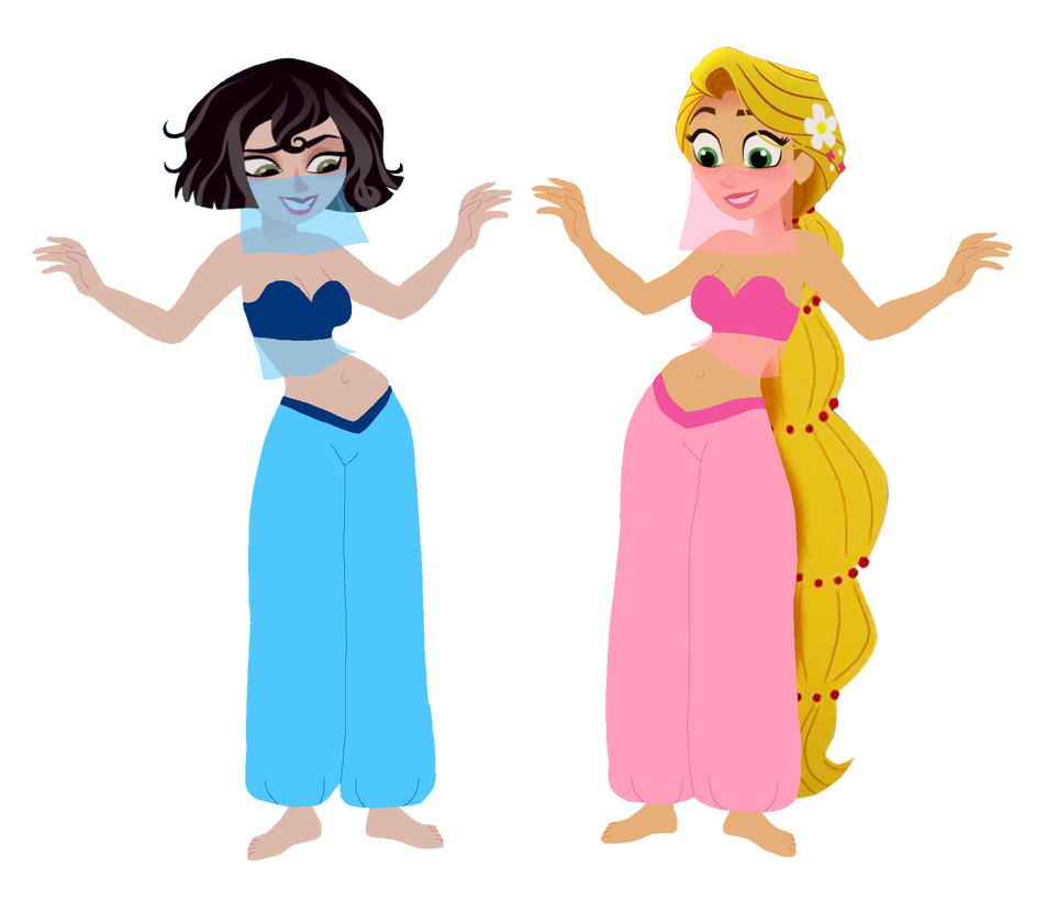 Rapunzel Inflation Rapunzel and Cassandra bellybutton dance by danfrandes on DeviantArt