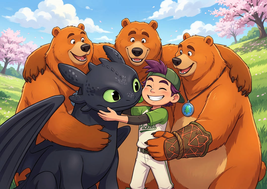 3 BIGBears, Toothless and Yuwen hugs by 0NE3624 on DeviantArt