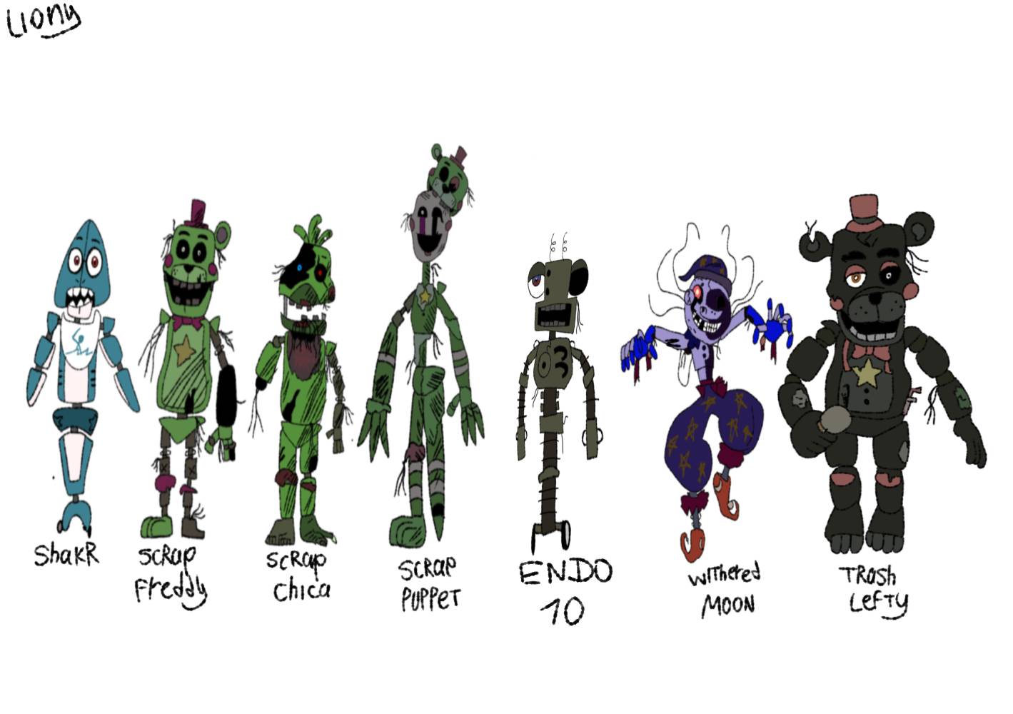 Fnas 1 characters by lionshishka on DeviantArt