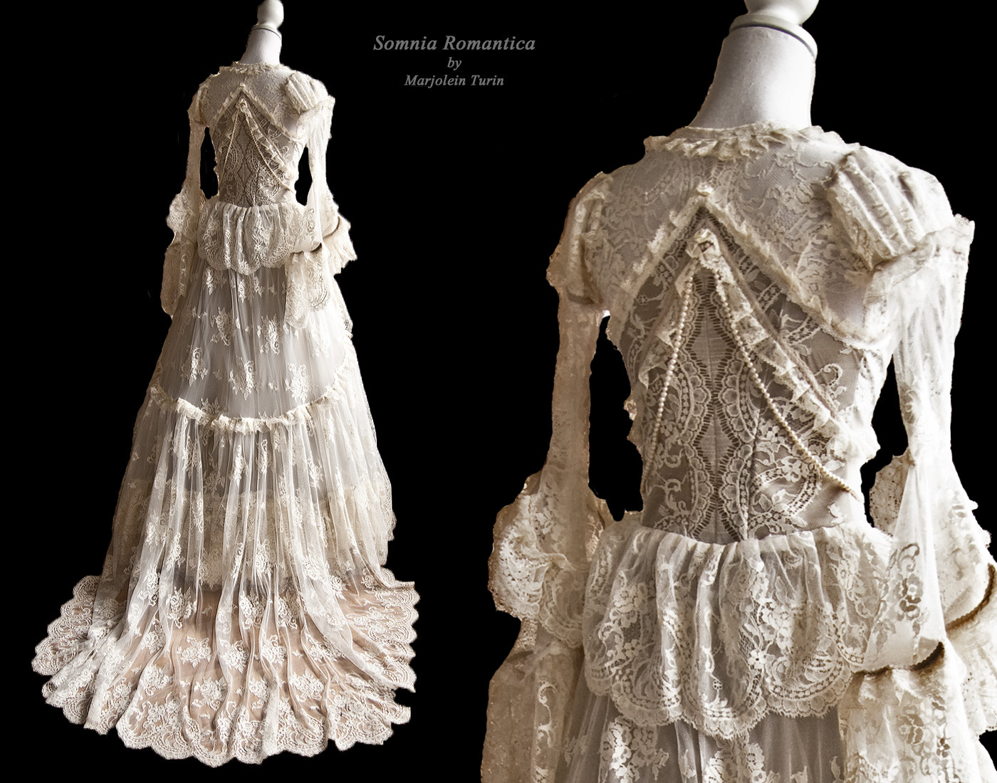 Bridal dress, back view, by Somnia Romantica