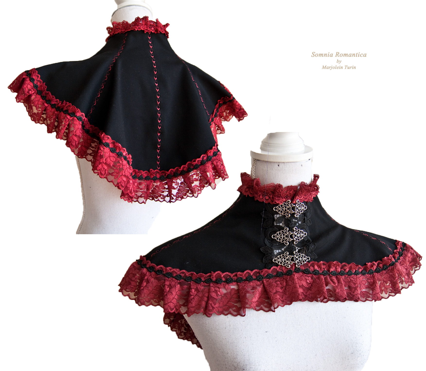 Capelet Issoire black red, by Somnia Romantica