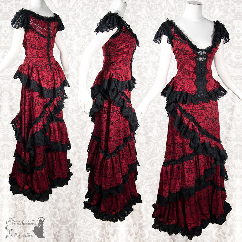 red black lace dress, victorian art nouveau by SomniaRomantica on ...