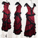 red black lace dress, victorian art nouveau