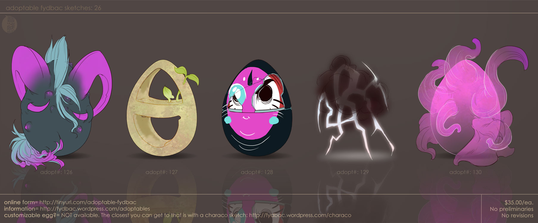 adoptable fydbac eggs 26! TWO remain! 126 + 128