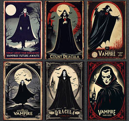 Vintage vampires - 6 posters PNG