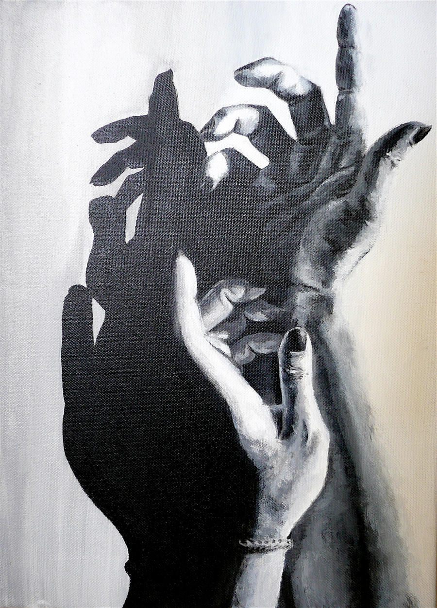 Black and white hands by kayeung