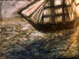 Ship in Storm - Oil Painting