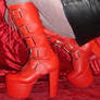 My red leather lace and buckle platform boots