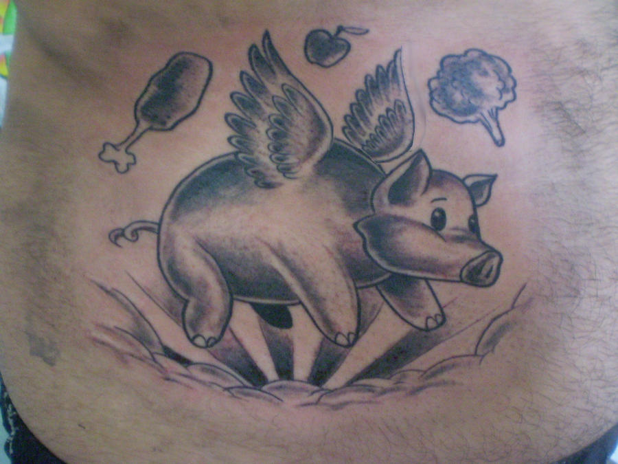 winged pig tattoo