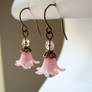 Pink and Bronze Lily Earrings