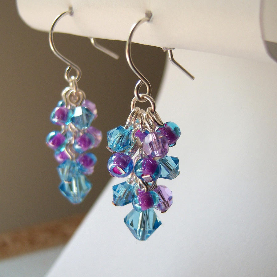 Aqua and Violet Earrings