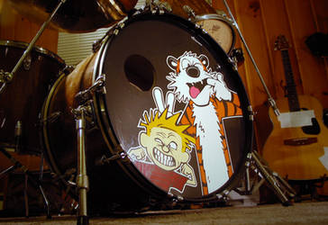 Calvin and Hobbs drum head