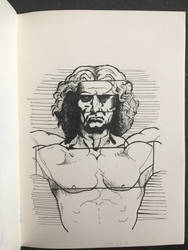 Up-close Vitruvian Man sketch