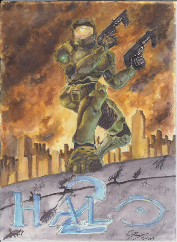 master chief watercolor