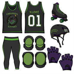 Chernobyl Gators Roller Derby Team Design (Away)