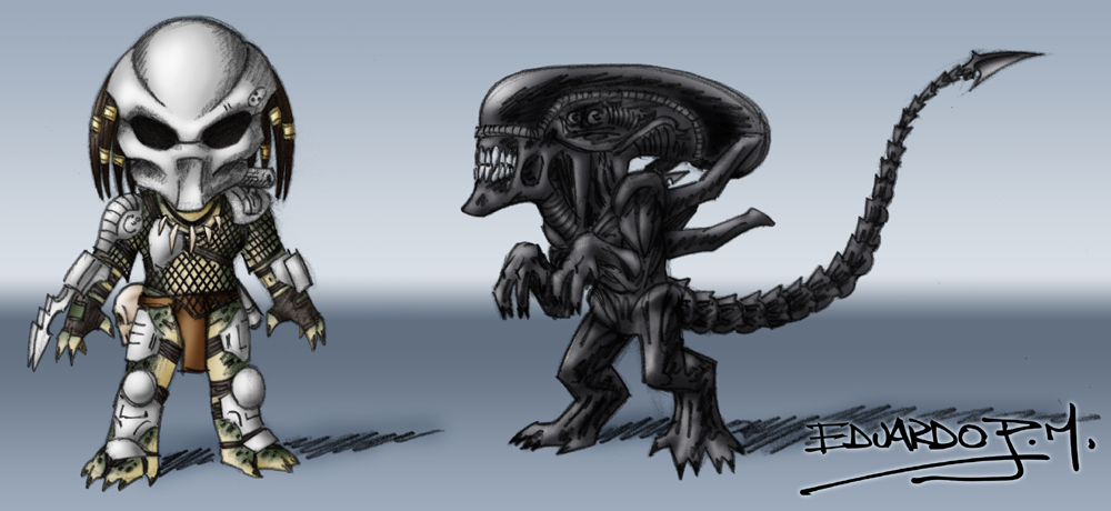 Chibi Predator and Alien by Maiss-Thro on DeviantArt