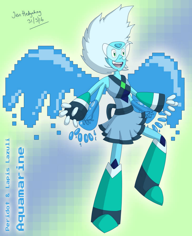 Aquamarine - Peridot + Lapis Lazuli fusion