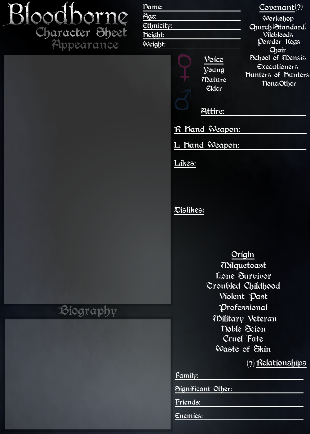 Bloodborne Character Sheet By Xzethanyx On Deviantart