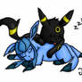 .:Sleepy Glaceon and Umbreon:.