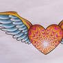 pink tattoo flash hart ,wings
