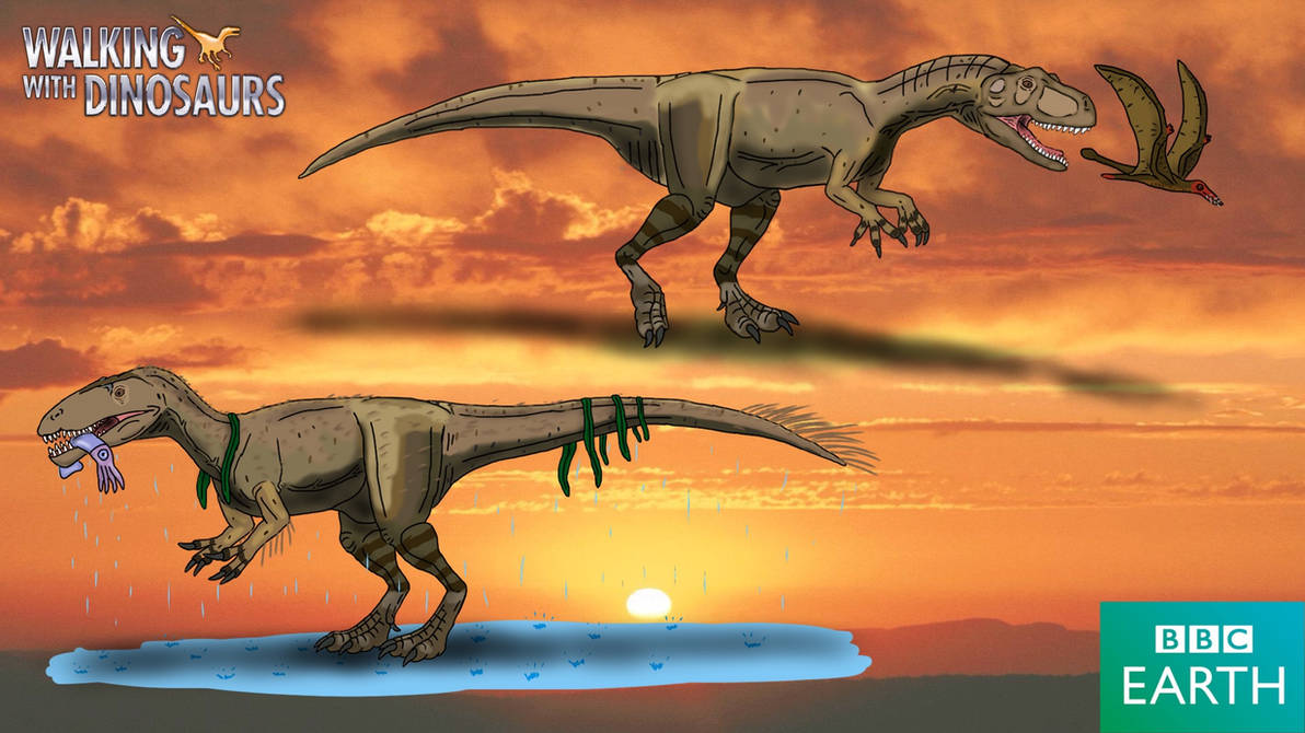 Динозавры художественный. Eustreptospondylus Oxoniensis. Эвстрептоспондил динозавр. Walking with Dinosaurs 1999 Дромеозавр. Эустрептоспондил динозавр прогулки с динозаврами.
