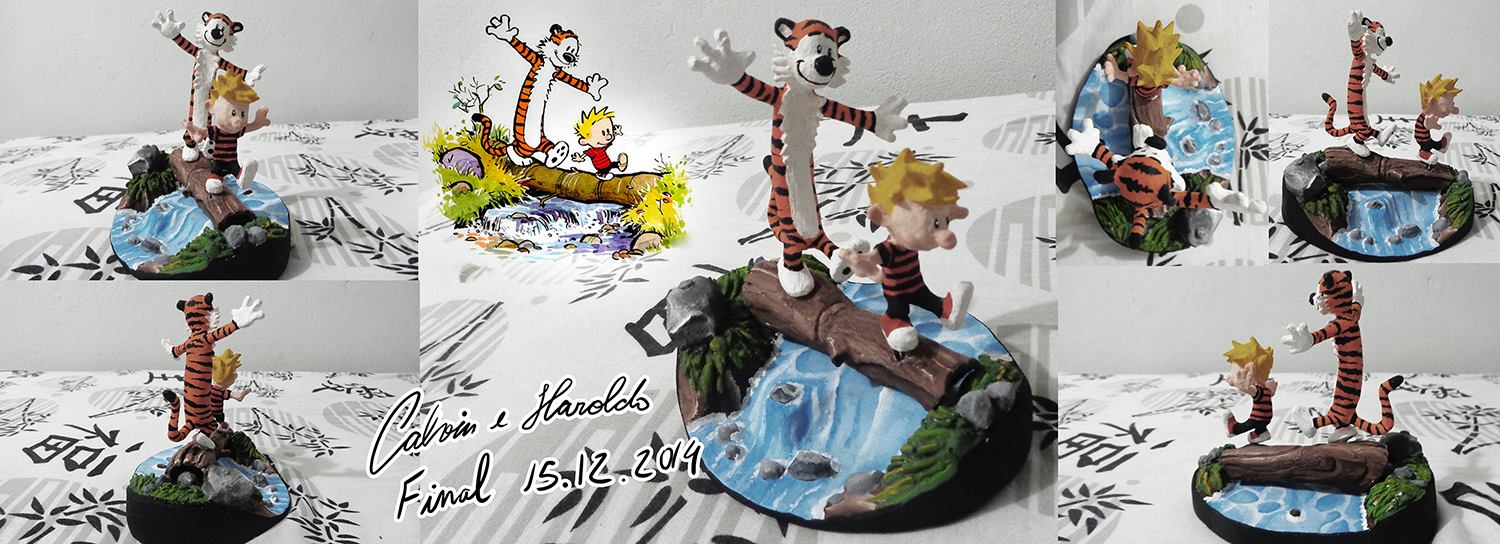 Calvin e Haroldo escultura em resina