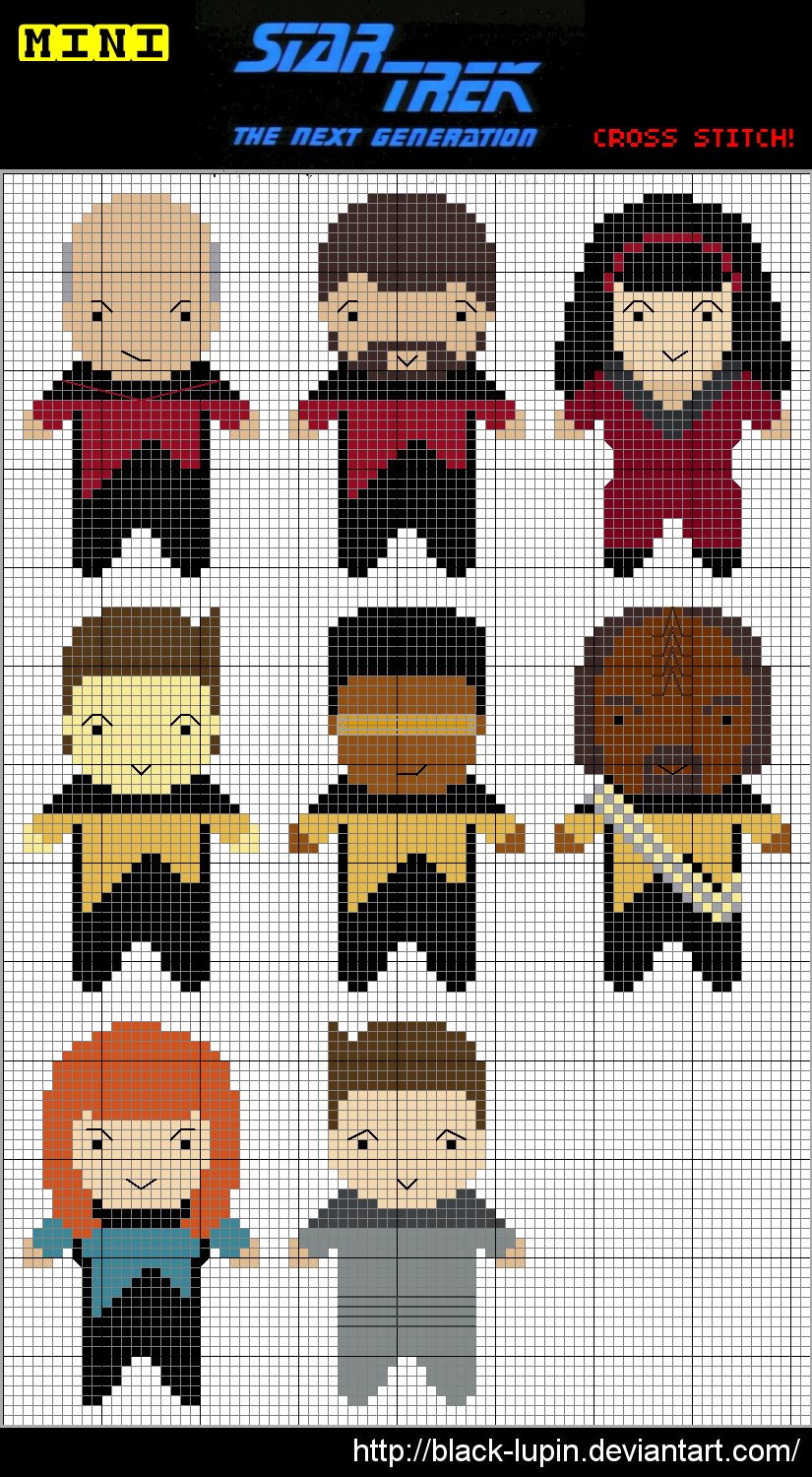 Mini StarTrek TNG Cross Stitch by black-lupin