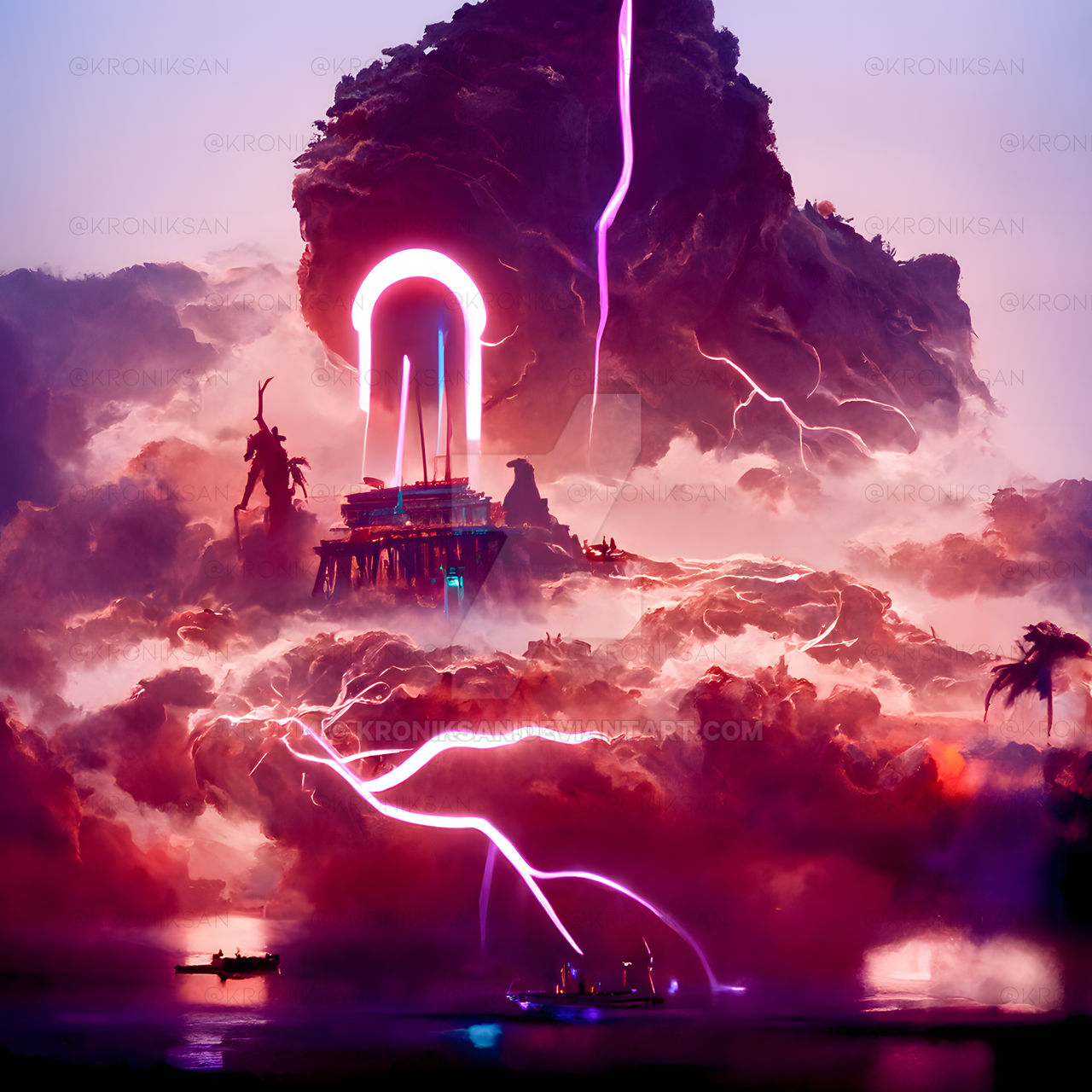 Sharp lightning over clouds (made with AI) by kroniksan on DeviantArt